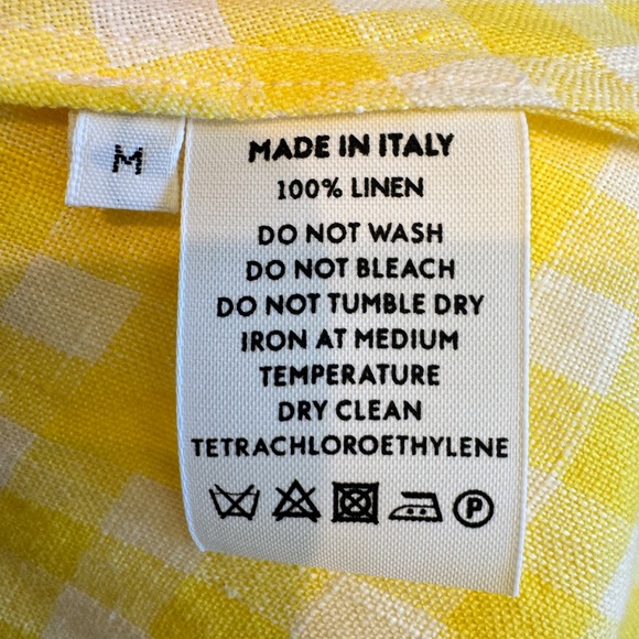 Mansur Gavriel Yellow Gingham Button-Front Dress *Made in Italy, 100% Linen* - Picture 8 of 8